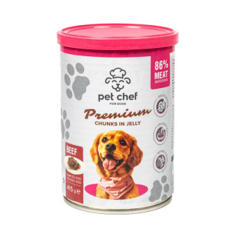 Pet Chef Кусочки в желе с говядиной для взрослых собак 800 г