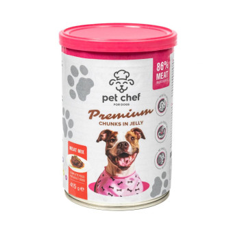 Pet Chef Кусочки в желе Мясной микс для взрослых собак 800 г