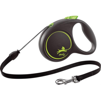 Поводок-рулетка FLEXI Black Design  трос М, 5 м. до 20 кг. зеленый  ТХ-12264