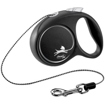 Поводок-рулетка FLEXI Black Design  трос XS, 3 м. до 8 кг. черный  ТХ-12241