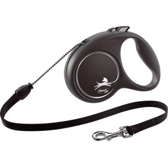 Поводок-рулетка FLEXI Black Design  трос М, 5 м. до 20 кг. черный  ТХ-12261