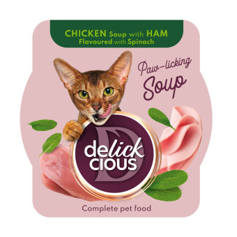 Delickcious суп из курицы с ветчиной и добавлением шпината 80 г