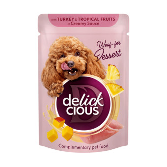 Delickcious Хлопья с индейкой и тропическими фруктами в сливочном соусе 80 г