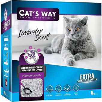 Бентонитовый наполнитель Cat's Way, лаванда, фиолетовые гранулы, 6 л