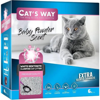 Бентонитовый наполнитель Cat's Way, детская присыпка, розовые гранулы, 6 л