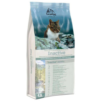 Carpathian Pet Food Inactive - сухой корм с курицей и палтусом для стерилизованых котов 1.5 кг