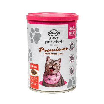 Pet Chef Кусочки в желе Мясной микс для взрослых кошек 415 г