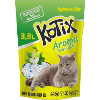 Силикагелевый наполнитель для кошачьего туалета Kotix Green Apple 3.8 л