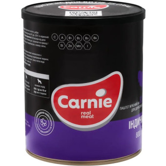 Carnie dog Влажный корм для взрослых собак паштет мясной с индейкой 800 г