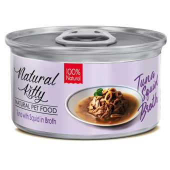 Natural Kitty Broth Series Tuna with squid in broth Влажный корм для кошек Тунец с кальмаром 80 г