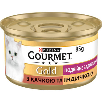 Gourmet Gold двойное удовольствие с уткой и индейкой для взрослых кошек 85 г