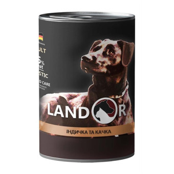 Landor Dog Adult All Breed Turkey & Duck Влажный корм с мясом индейки и утки для собак 400 г