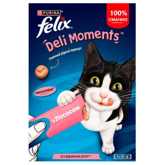 Felix Deli Moments Salmon - лакомства  с лососем для взрослых кошек 4х10 г