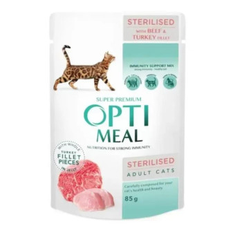 OPTIMEAL  НАБІР 3+1 STERILISED для стерилизованных котов Multi Taste 340 г