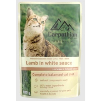 Carpathian Pet Food Влажный корм для кошек с ягненком в белом соусе 100 г