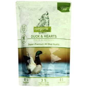 Isegrim Pouch Roots Duck & Hearts, консервы для собак с уткой и куриными сердечками 410 г