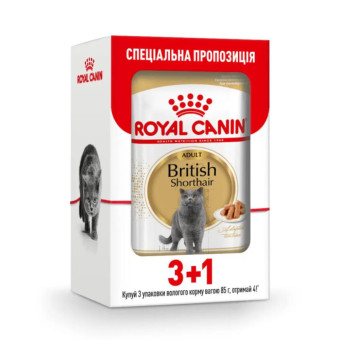 Royal Canin Влажный корм British Shorthair Adult для британских кошек (акция 3+1) 85 г