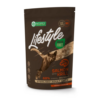 Nature's Protection Lifestyle Grain Free Cat  Sterilised Salmon With Krill - для стерилизованых 400г