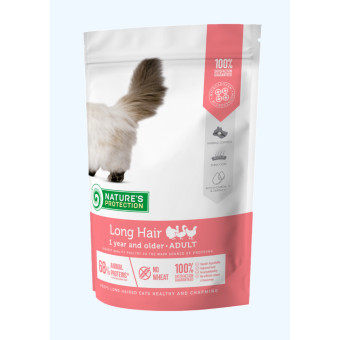 Nature's Protection Long Hair Сухой корм для взрослых длинношерстных кошек 400 г