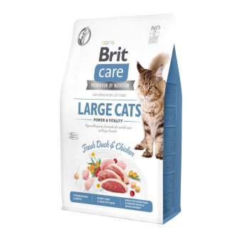 Brit Care Cat GF Large Power & Vitality сухой корм для кошек крупных пород, утка и курица 2 кг