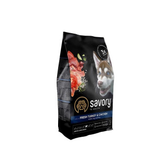 Сухой корм Savory для юниоров больших пород, со свежей индейкой и курицей 3 кг