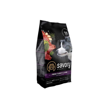 Savory Medium Сухой корм для собак средних пород, со свежим ягненком и индейкой 3 кг