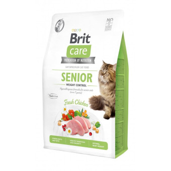 Brit Care Cat GF Senior Weight Control корм с курицей, для пожилых кошек с избыточным весом 2 кг