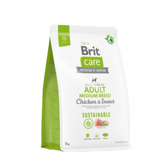 Brit Care Dog Sustainable Adultt Medium Breed корм для средних пород с курицей и насекомыми 3 кг