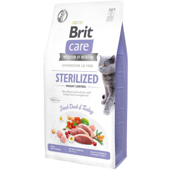 Brit Care Sterilized & Weight Control Duck &Turkey - корм для стерилизованных котов 2 кг