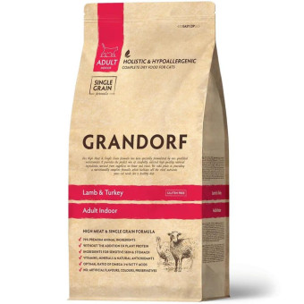 Grandorf CAT Lamb & Turkey Adult Indoor - сухой комплексный корм для взрослых котов 400 г