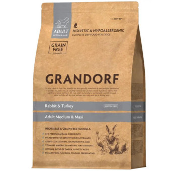 Grandorf Rabbit&Turkey Dog Medium&Maxi - сухой корм для собак средних и крупных пород 1 кг