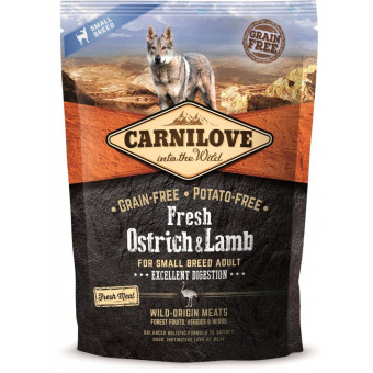 Carnilove Fresh Сухой корм для взрослых собак мелких пород со страусом и ягненком 1,5 кг
