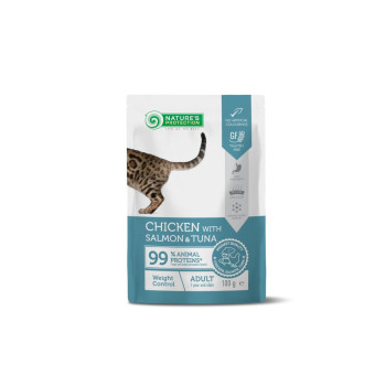 Nature’s Protection Влажный корм для кошек для контроля веса с курицей, лососем и тунцом, 100 г